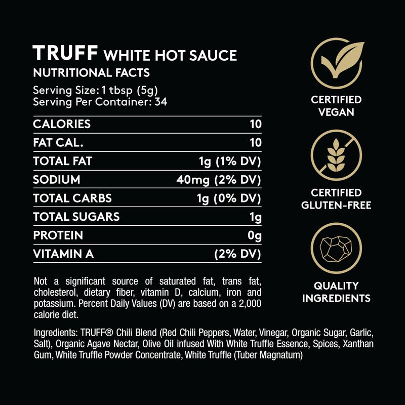 TRUFF White Truffle Hot Sauce, Gourmet Hot Sauce with Ripe Chili Peppers, Agave Nectar, White Truffle Oil and Coriander, a Limited Flavor Experience in a Bottle, 6 Oz - Image 4